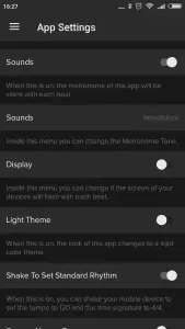 This photo shows you the various app settings in the soundbrenner pulse review.