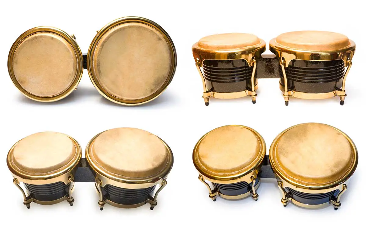 7.5 & 8.5 FULL SIZE Natural Skins Pro Series Real Wood Bongo Drums Wood Gloss Finish 